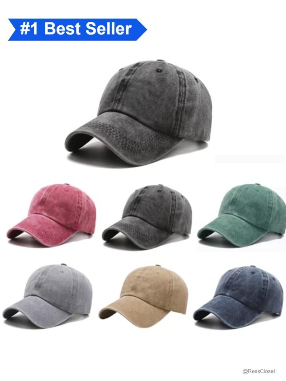 Unisex Vintage Washed Baseball Cap 6 Pack Adjustable Cotton Ponytail Outdoor